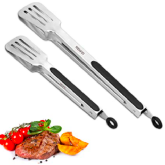 WENFEI Stainless Steel Kitchen Spatula Tongs, 9 inch & 12 inch