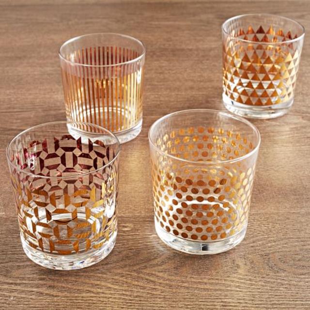Metallic-Print Glassware (Set of 4)