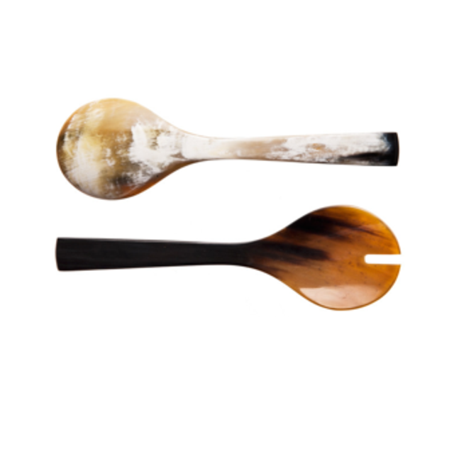 Polished Horn Salad Servers