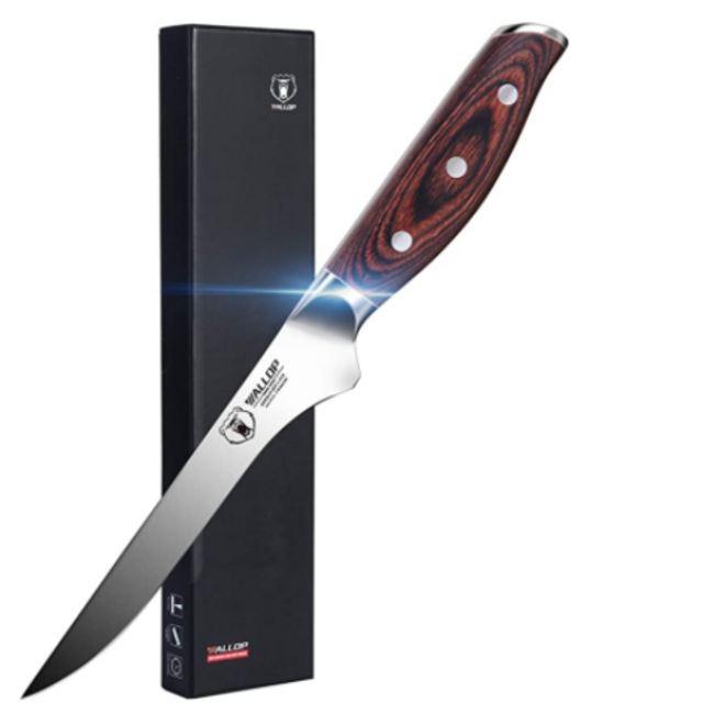 WALLOP Boning knife - 6" Flexible Fillet Knives - German 1.4116 High Carbon Stainless Steel Kitchen Knife for deboning Meat Poultry Chicken Fish - Full Tang Pakkawood Handle with Gift Box