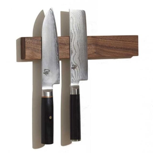 Walnut M.O.C. Board Magnetic Knife Set Holder