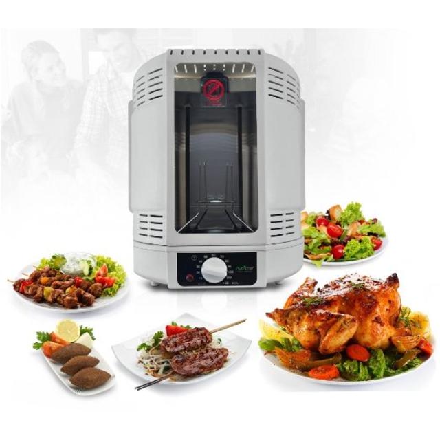 NutriChef Kitchen Vertical Countertop Rotisserie Rotating Oven, White