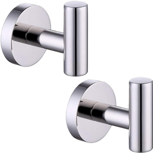 KES SUS 304 Stainless Steel Coat Hook Towel Robe Clothes Hook for Bath Kitchen Garage Heavy Duty Wall Mounted, Polished Finish 2 Pack, A2164-P2