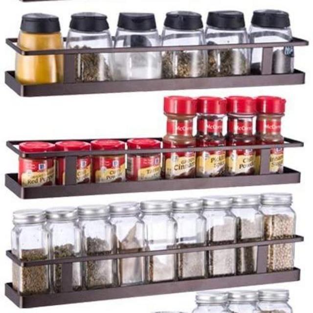 GONGSHI 6 Pack Wall Mount Single Tier Spice Rack Organizer - Seasoning Shelf for Cabinet Cupboard Pantry Door