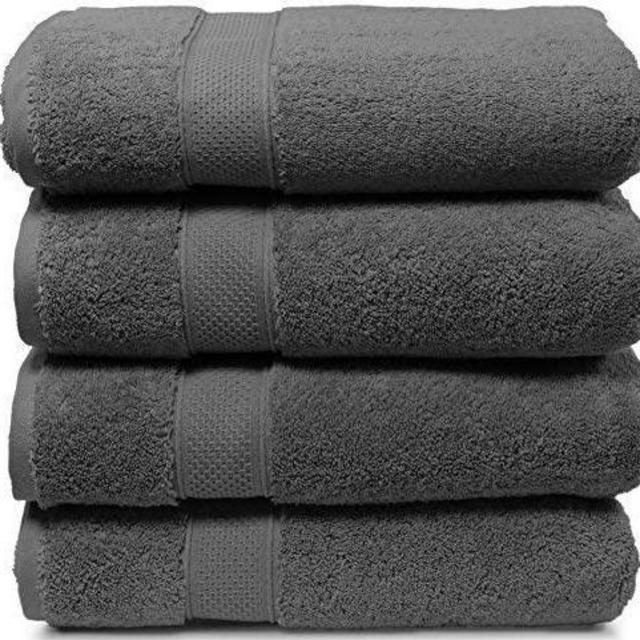 Maura 4 Piece Bath Towel Set. Extra Large 30"x56" Premium Turkish Towels. Thick, Soft, Plush and Highly Absorbent Luxury Hotel & Spa Quality Towels - Space Gray