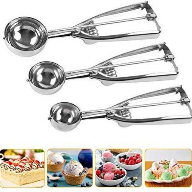 LAO XUE Cookie Scoop Set, Stainless Steel Cookie Scoops with Trigger Release,Include Large-Medium-Small Sizes Balls for Perfect for Cookie, Ice Cream, Cupcake, Muffin, Meatball