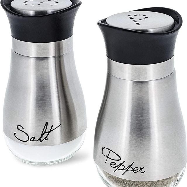 Juvale Salt and Pepper Shakers Stainless Steel and Glass Set