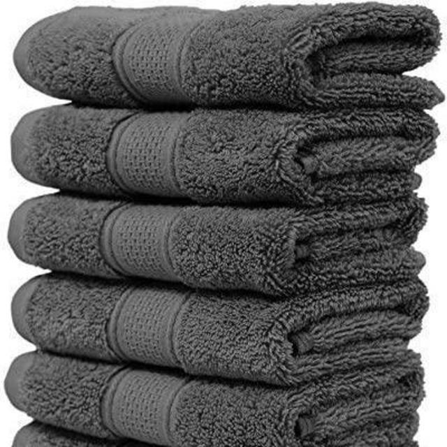 Maura 6 Piece Washclothes Set. Extra Large 13"x13" Premium Turkish Towels. Thick, Soft, Plush and Highly Absorbent Luxury Hotel & Spa Quality Towels - Space Gray