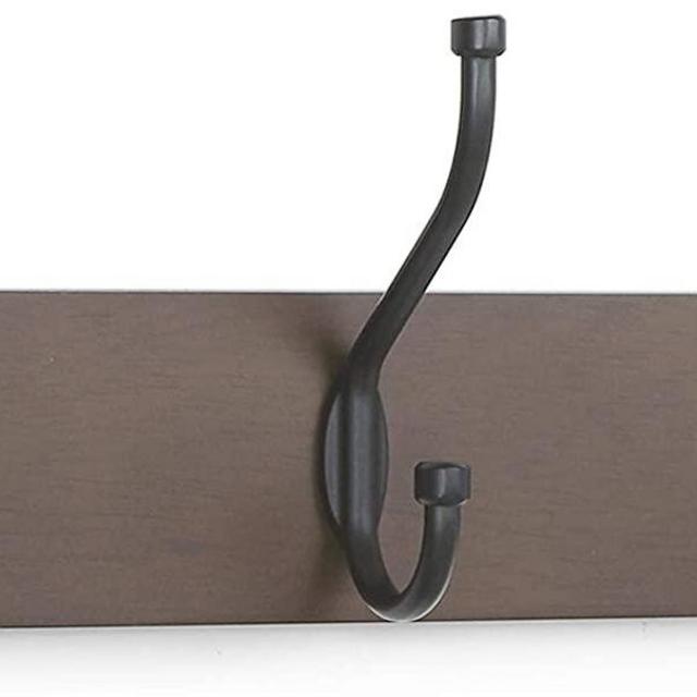 AmazonBasics Wall-Mounted Farmhouse Coat Rack, 3 Hooks, Set of 2, Espresso