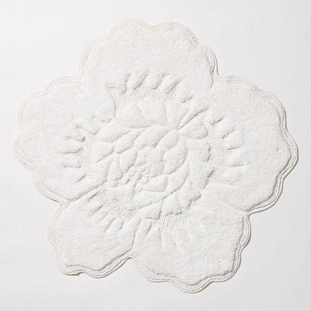 Anthropologie Castile Rose Bath Mat in White