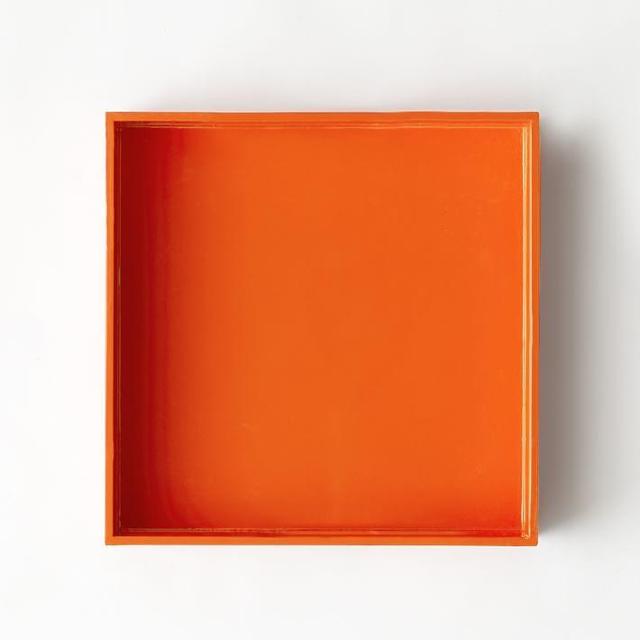 Square Lacquer Tray in Orange