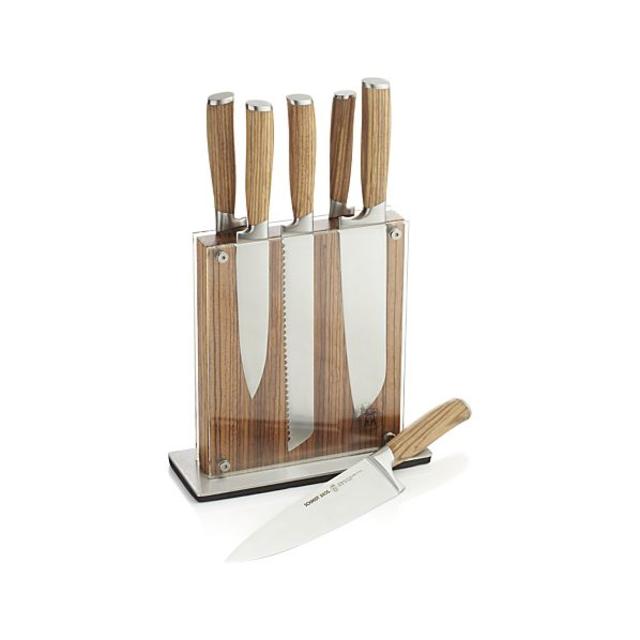 Schmidt Brothers ® 7-Piece Zebra Wood Knife Block Set