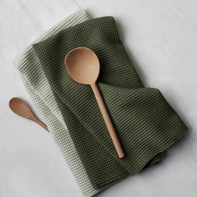 Hawkins New York Essential Waffle Dish Towels, Olive/Sage (Set of 2)