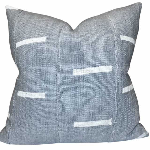 Dashes Print Mudcloth Pillow Cover in Slate 20x20