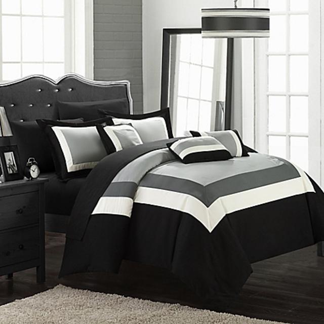 Chic Home Dylan 10-Piece Queen Comforter Set in Black