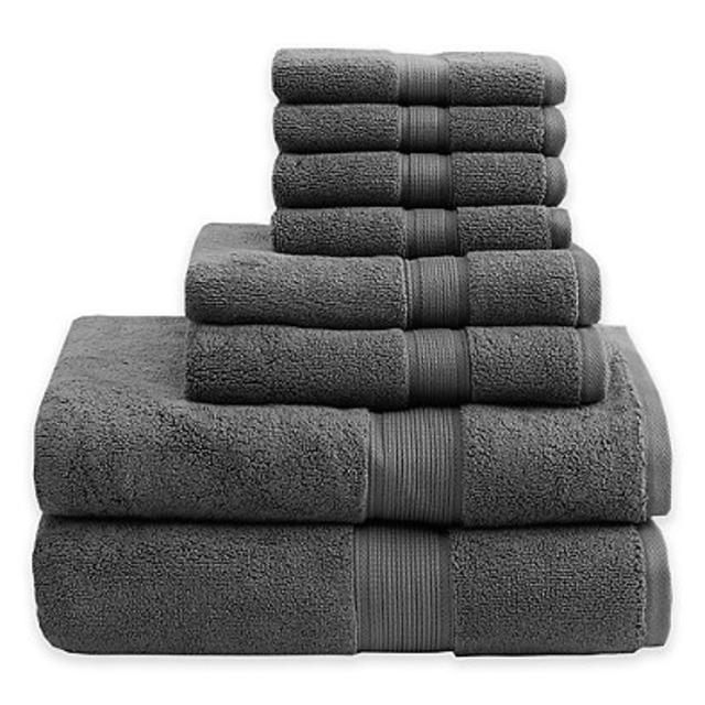 Madison Park 8-Piece Cotton Towel Set in Grey