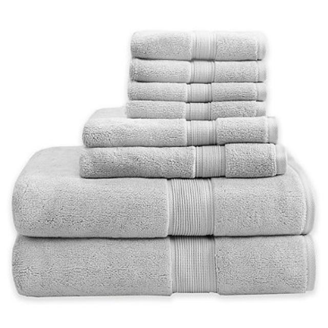 Madison Park 8-Piece Cotton Towel Set in Silver