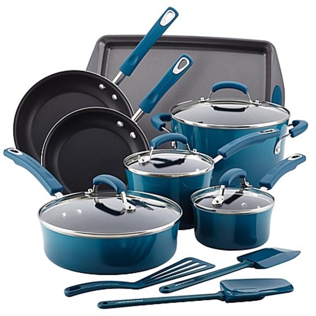 Rachael Ray™ Porcelain Nonstick 14-Piece Cookware Set in Marine Blue