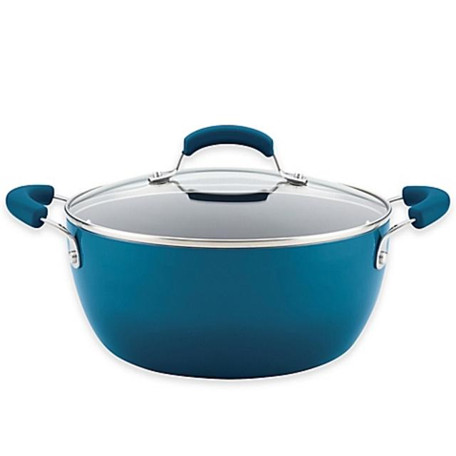 Rachael Ray™ Porcelain Nonstick 5.5 qt. Covered Casserole in Marine Blue