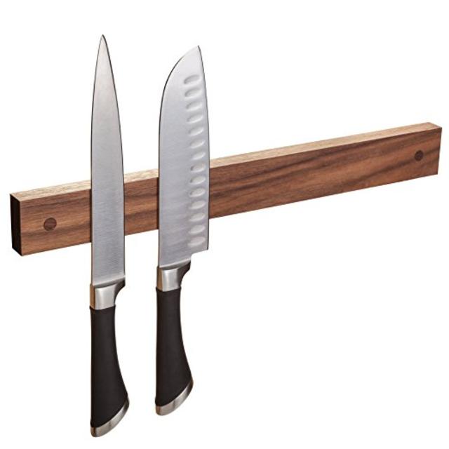 Walnut 16" Magnetic Knife Strip, Solid Wall Mount Wooden Knife Rack, Bar. Unique gift Made in USA