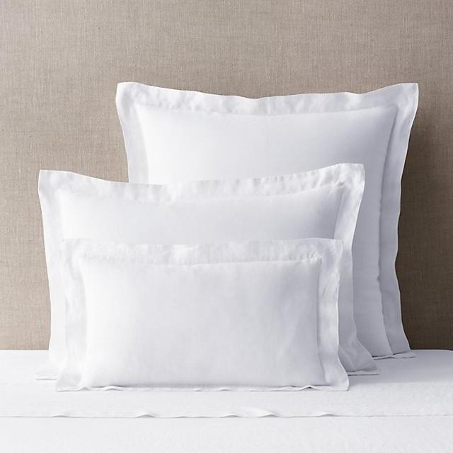 Stonewashed Belgian Linen Flange Sham - Euro Size - White