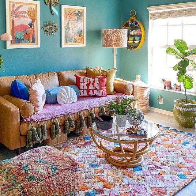 Multi Vibrant Moroccan Diamond Shag Area Rug 5'8'