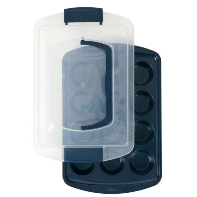Non-Stick Navy Blue Muffin and Cupcake Pan, 12-Cup