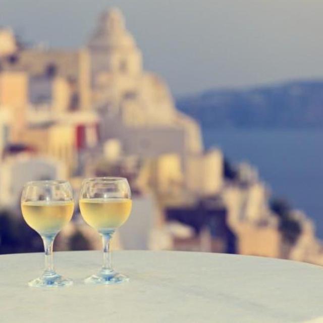 Drinks Overlooking Oia's Caldera