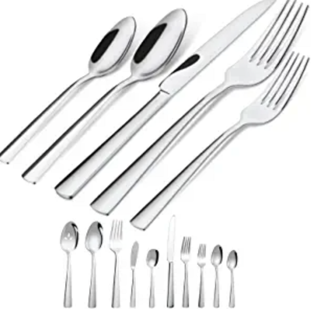45-Piece Silverware Flatware Cutlery Set Service for 8, Durable 18/0 Stainless Steel Tableware in Ergonomic Design Size and Weight, Dishwasher Safe