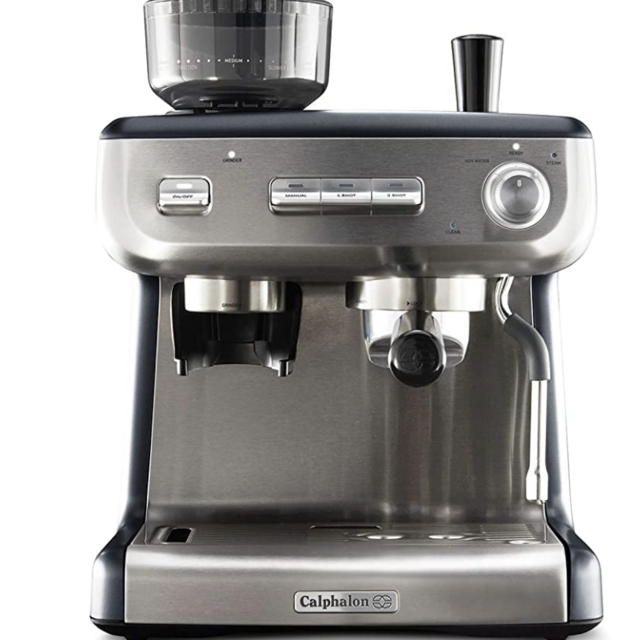 AddCalphalon Espresso Machine with Coffee Grinder, Tamper, Milk Frothing Pitcher, and Steam Wand, Temp iQ 15 Bar Pump, Stainless Steel to your order