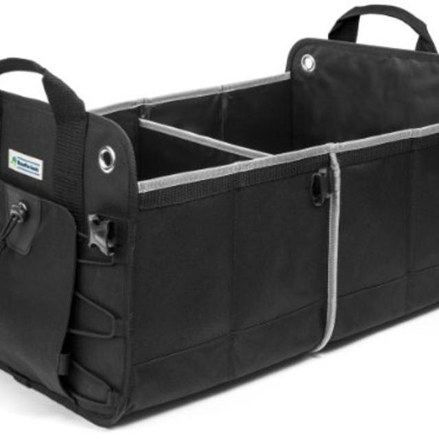 Black Heavy Duty Car Trunk Organizer By HomePro Goods, Sturdy Cargo and SUV Storage for Tools, Gear and Groceries