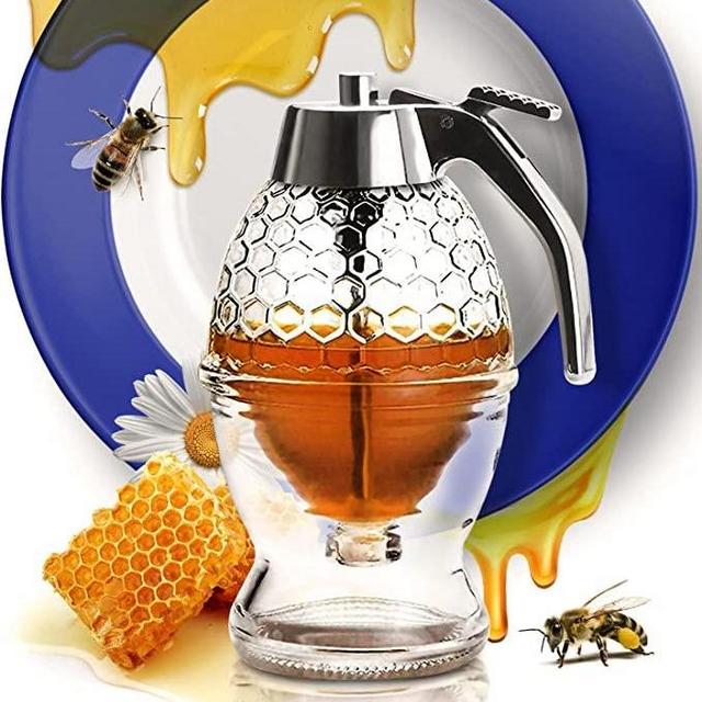 Clear Glass Honey Container with Dipper