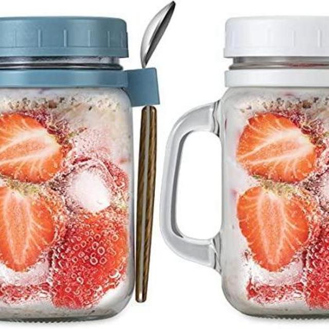 2 Pack Overnight Oats Containers with Lid and Spoon