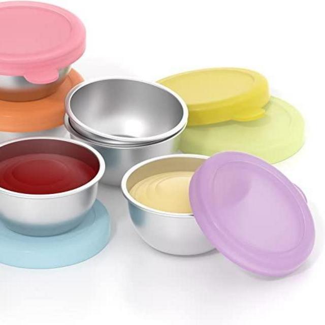 6×1.6oz Mini Stainless Steel Food Storage Condiment Containers