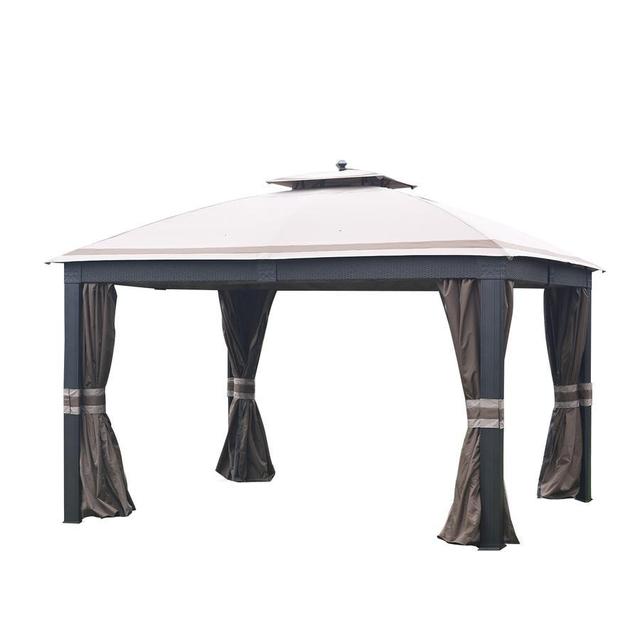 allen + roth Brown Steel Rectangle Permanent Gazebo