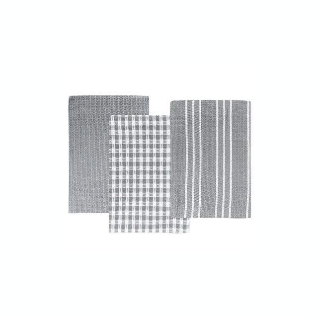 Wrapables 100% Cotton Kitchen Dish Towels (Set of 3), Gray