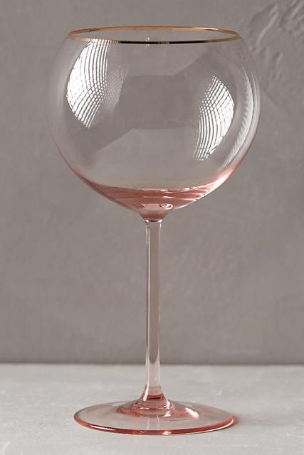 Gilded Rim Red Wine Glass