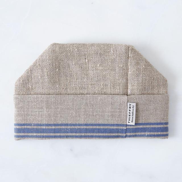 Oatmeal Linen Striped Bread Basket(Blue)